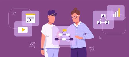 Generation Z in business flat concept vector illustration. Young entrepreneurs working together 2D cartoon characters for web design. Innovative startup project development creative ideaのイラスト素材