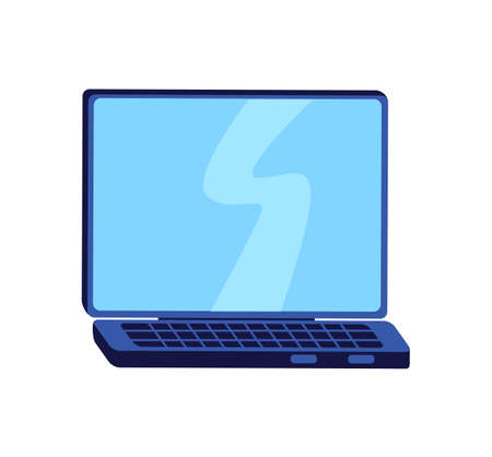 Laptop flat color vector object. Notebook with keyboard and wide screen. Portable device for work. Modern technology isolated cartoon illustration for web graphic design and animationのイラスト素材