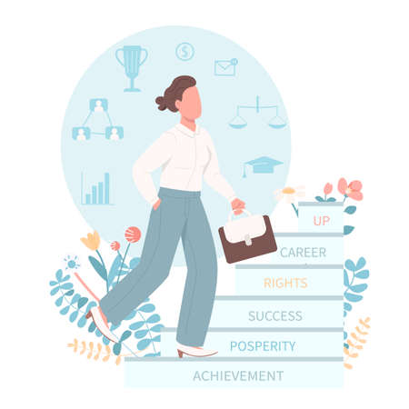 Career woman flat color vector faceless character. Female equal rights for job position. Gender equality on workplace isolated cartoon illustration for web graphic design and animationのイラスト素材