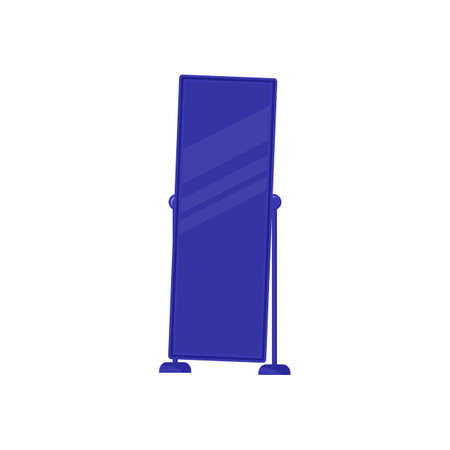 Floor mirror flat color vector object. Furnishing for dressing room. Large glass with reflection. Fashion studio equipment isolated cartoon illustration for web graphic design and animationのイラスト素材