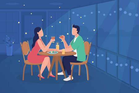 Couple at restaurantのイラスト素材