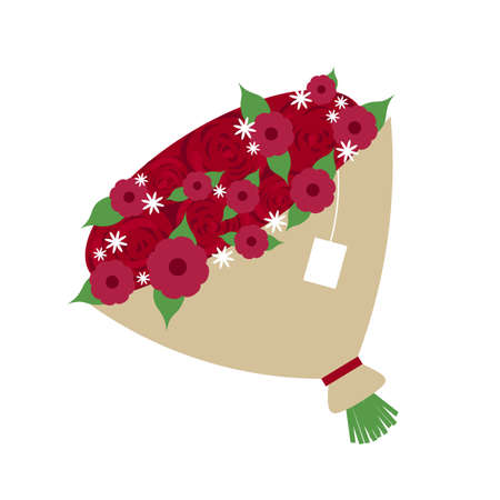 Flowers delivery flat color vector object. Floral arrangement for birthday, love confession. Sending fresh flowers, luxury bouquets isolated cartoon illustration for web graphic design and animationのイラスト素材