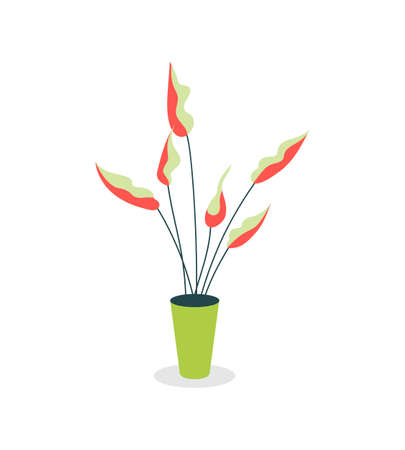 Indoor plant flat color vector object. Interior design. Workspace decoration. Greenery indoors. Growing flowers at office conditions isolated cartoon illustration for web graphic design and animationのイラスト素材