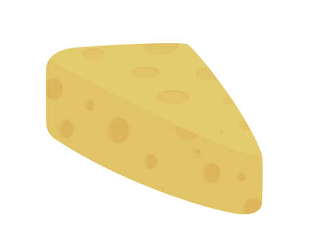 Cheese semi flat color vector object. Pizza ingredient. Full sized item on white. Italian food. Cheese farm. Dairy product isolated modern cartoon style illustration for graphic design and animationのイラスト素材
