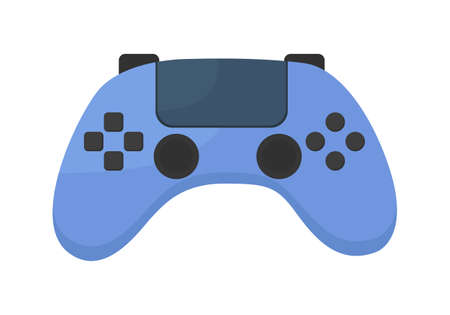 Video game controller semi flat color vector object. Full sized item on white. Control character in...