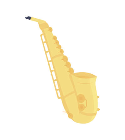 Saxophone semi flat color vector object. Producing dance music. Full sized item on white. Jazz ensemble instrument isolated modern cartoon style illustration for graphic design and animationのイラスト素材