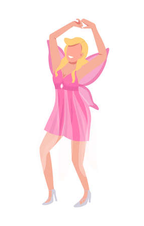 Woman in fairy costume dancing semi flat color vector character. Dynamic figure. Full body person on white. Party isolated modern cartoon style illustration for graphic design and animationのイラスト素材