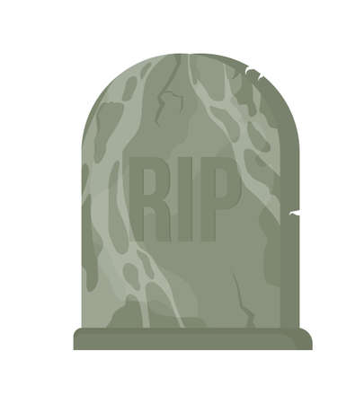 RIP gravestone semi flat color vector item. Spooky tombstone. Realistic object on white. Halloween decoration isolated modern cartoon style illustration for graphic design and animationのイラスト素材