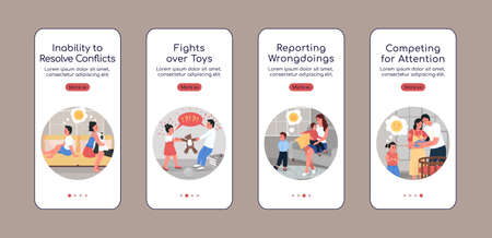 Family conflict onboarding mobile app screen flat vector template. Relationship issue. Walkthrough...