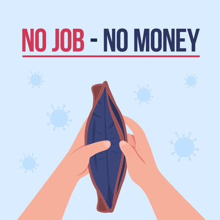 Unemployment social media post mockup. No job no money phrase. Web banner design template....