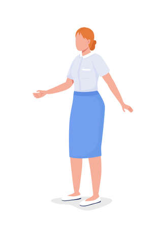 Woman wearing professional attire semi flat color vector character. Full body person on white. Staff dress code isolated modern cartoon style illustration for graphic design and animationのイラスト素材