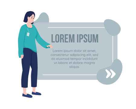 Online shopping cons quote box with flat character. Ill fitted clothing. Speech bubble with cartoon illustration. Colorful quotation isolated on white background. Bebas Neue, Quicksand fonts usedのイラスト素材