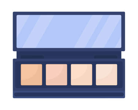 Eyeshadow palette semi flat color vector object. Tones and shades for facial care. Realistic item on white. Lifestyle isolated modern cartoon style illustration for graphic design and animationのイラスト素材