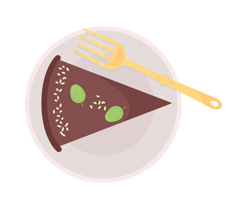 Cake piece semi flat color vector object. Coffeeshop dessert. Cafe food. Realistic item on white....