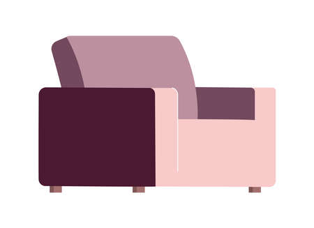 Soft purple armchair semi flat color vector object. Realistic item on white. Sofa for home rest and relaxation isolated modern cartoon style illustration for graphic design and animationのイラスト素材