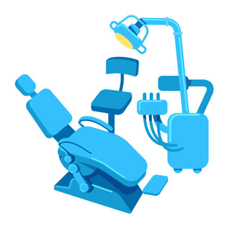 Dental treatment room semi flat color vector object. Full sized item on white. Equipment and furniture for dental practice simple cartoon style illustration for web graphic design and animationのイラスト素材