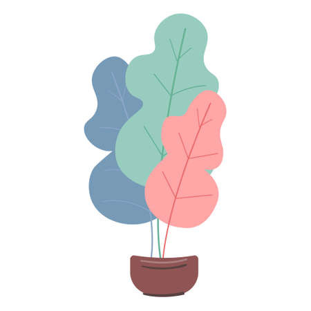 Colorful houseplant semi flat color vector object. Full sized item on white. Unusual plant for living room decoration simple cartoon style illustration for web graphic design and animationのイラスト素材
