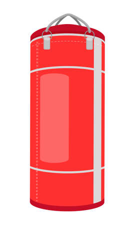 Boxing punching bag semi flat color vector object. sport equipment. sports gear. fitness tool. Full sized item on white. Simple cartoon style illustration for web graphic design and animationのイラスト素材