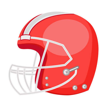 American football helmet semi flat color vector object. sport equipment. sports gear. fitness tool. Full sized item on white. Simple cartoon style illustration for web graphic design and animationのイラスト素材
