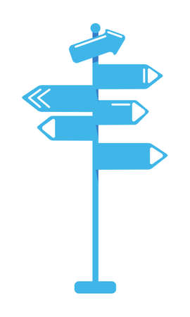 Street pointers semi flat color vector object. Full sized item on white. choosing direction. setting destination. Simple cartoon style illustration for web graphic design and animationのイラスト素材