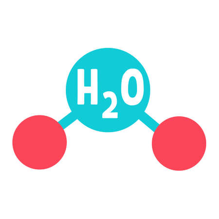 Chemical compound semi flat color vector object. Full sized item on white. Hydrogen and oxygen atoms combination. Simple cartoon style illustration for web graphic design and animationのイラスト素材