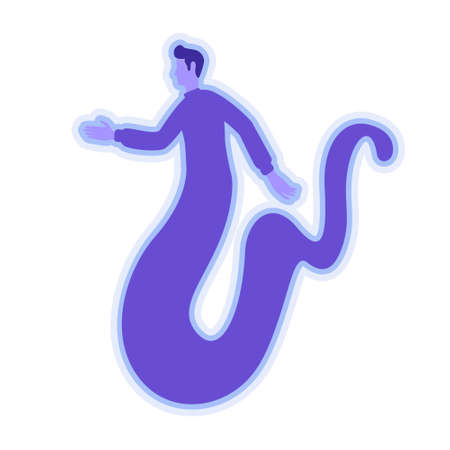 Ghost of dead man semi flat color vector character. Position figure. Apparition. paranormal event....