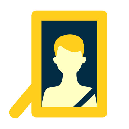 Mourning photo of boy with black ribbon semi flat color vector object. memorial product. Full sized item on white. Simple cartoon style illustration for web graphic design and animationのイラスト素材