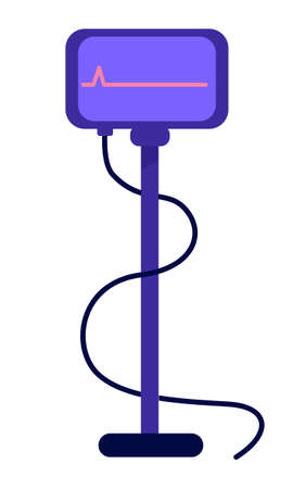 Device for monitoring heart health semi flat color vector object. Cardiac death. Full sized item on white. Measuring pulse. Simple cartoon style illustration for web graphic design and animationのイラスト素材