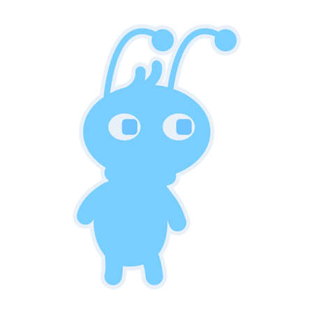 Cute blue alien semi flat color vector character. standing figure. kids room decor. Full body...
