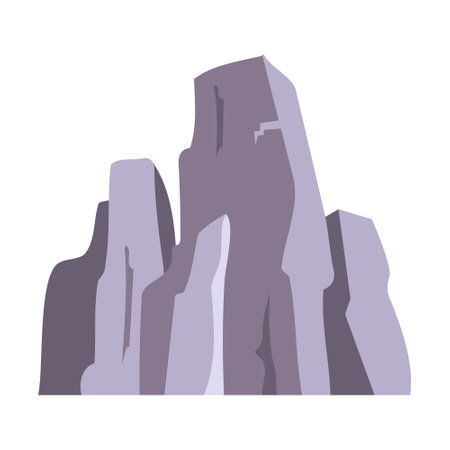 Mountain peak semi flat color vector object. Full sized item on white. natural beauty conservation. Place for hiking. Simple cartoon style illustration for web graphic design and animationのイラスト素材