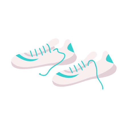 Workout shoes semi flat color vector object. Full sized item on white. Sneakers for running and gym workout. Sport event. Simple cartoon style illustration for web graphic design and animationのイラスト素材