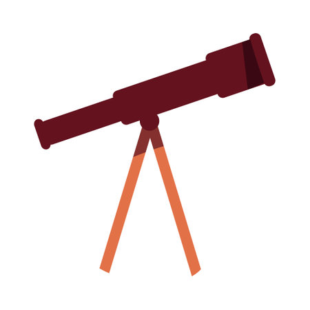 Telescope semi flat color vector object. Full sized item on white. Astronomy study. Investigative tool. Observing sky and stars. Simple cartoon style illustration for web graphic design and animationのイラスト素材