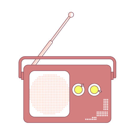 Receiving set semi flat color vector element. Full sized object on white. wireless device. Portable radio receiver simple cartoon style illustration for web graphic design and animationのイラスト素材