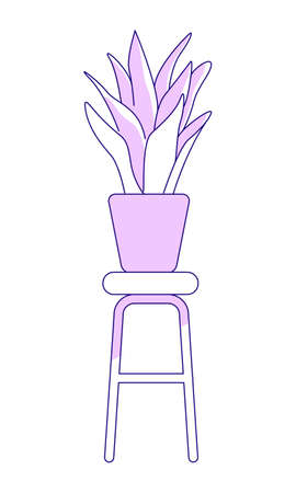 Home plant in pot semi flat color vector element. Full sized object on white. house arrangement. Horticulture simple cartoon style illustration for web graphic design and animationのイラスト素材