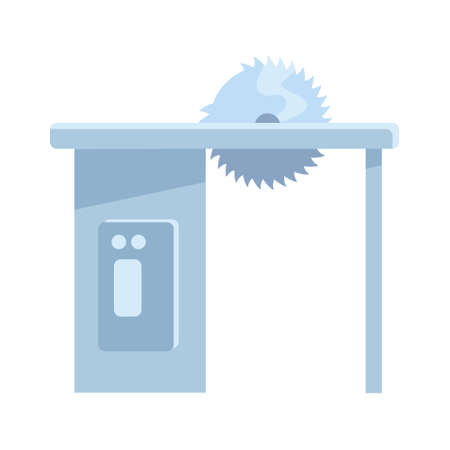Circular saw machine semi flat color vector object. Full sized item on white. Automatic instrument for cutting wood simple cartoon style illustration for web graphic design and animationのイラスト素材