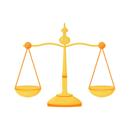 Balance semi flat color vector object. Full sized item on white. compare and select. Symbol of law and legislation simple cartoon style illustration for web graphic design and animationのイラスト素材