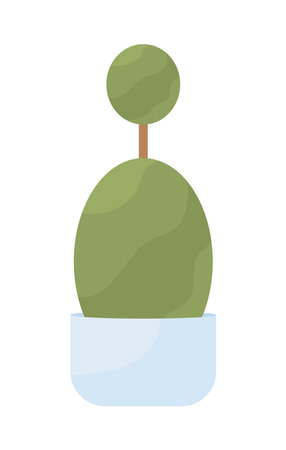 Trimmed bush growing in pot semi flat color vector object. Editable figure. Full sized item on white. Topiary art simple cartoon style illustration for web graphic design and animationのイラスト素材