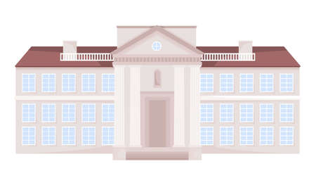 Classic municipal building semi flat color vector object. Editable figure. Full sized item on white. Architecture simple cartoon style illustration for web graphic design and animationのイラスト素材