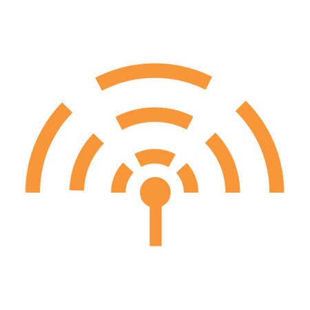 Internet connection sharing semi flat color vector object. wireless network service. Antenna receiver. Full sized item on white. Simple cartoon style illustration for web graphic design and animationのイラスト素材