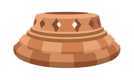 Religious candle holder semi flat color vector object. Fencing of heritage structure. Full sized item on white. stand for statue. Simple cartoon style illustration for web graphic design and animationのイラスト素材