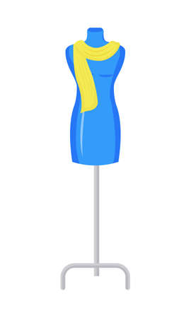 Retail mannequin for displaying scarf semi flat color vector object. visual merchandising. Full sized item on white. Simple cartoon style illustration for web graphic design and animationのイラスト素材