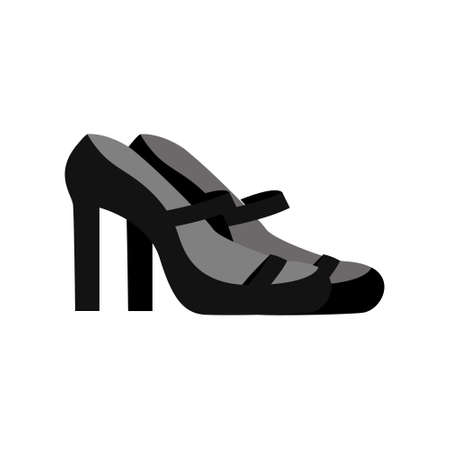 Elegant black heels semi flat color vector object. Full sized item on white. Closed toe shoes for work. Comfortable shoes. Simple cartoon style illustration for web graphic design and animationのイラスト素材