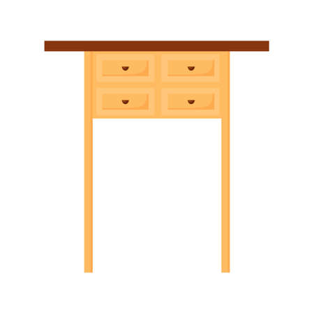 Dressing table with drawers semi flat color vector object. bedroom furniture. Full sized item on white. solid wood desk. Simple cartoon style illustration for web graphic design and animationのイラスト素材