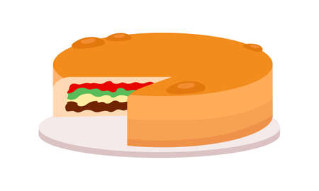 Pumpkin pie semi flat color vector object. Full sized item on white. Delicious food. Preparing dish...