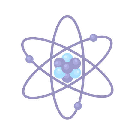 Atomic structure modern semi flat color vector object. Agglomeration of molecules. Full sized item on white. Chemistry simple cartoon style illustration for web graphic design and animationのイラスト素材
