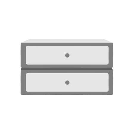 Chest of drawers semi flat color vector object. office furniture. Papers and supplies storage. Full sized item on white. Cabinet simple cartoon style illustration for web graphic design and animationのイラスト素材