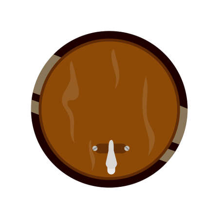Wine barrel with tap semi flat color vector object. cellar equipment. Full sized item on white. Winery industry simple cartoon style illustration for web graphic design and animationのイラスト素材