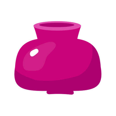 Purple vase semi flat color vector object. Accessory for home decor. Full sized item on white. Ceramic container simple cartoon style illustration for web graphic design and animationのイラスト素材
