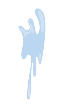 Splash of water semi flat color vector object. Irregular wet stain. Full sized item on white. Blue liquid smear simple cartoon style illustration for web graphic design and animationのイラスト素材