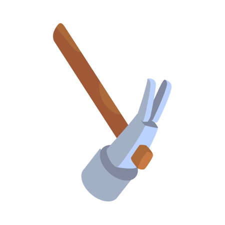 Hammer semi flat color vector object. Manual tool for repair. domestic maintenance. Full sized item on white. Instrument simple cartoon style illustration for web graphic design and animationのイラスト素材